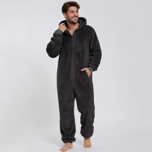 Men's Sherpa Fleece Onesie Charcoal