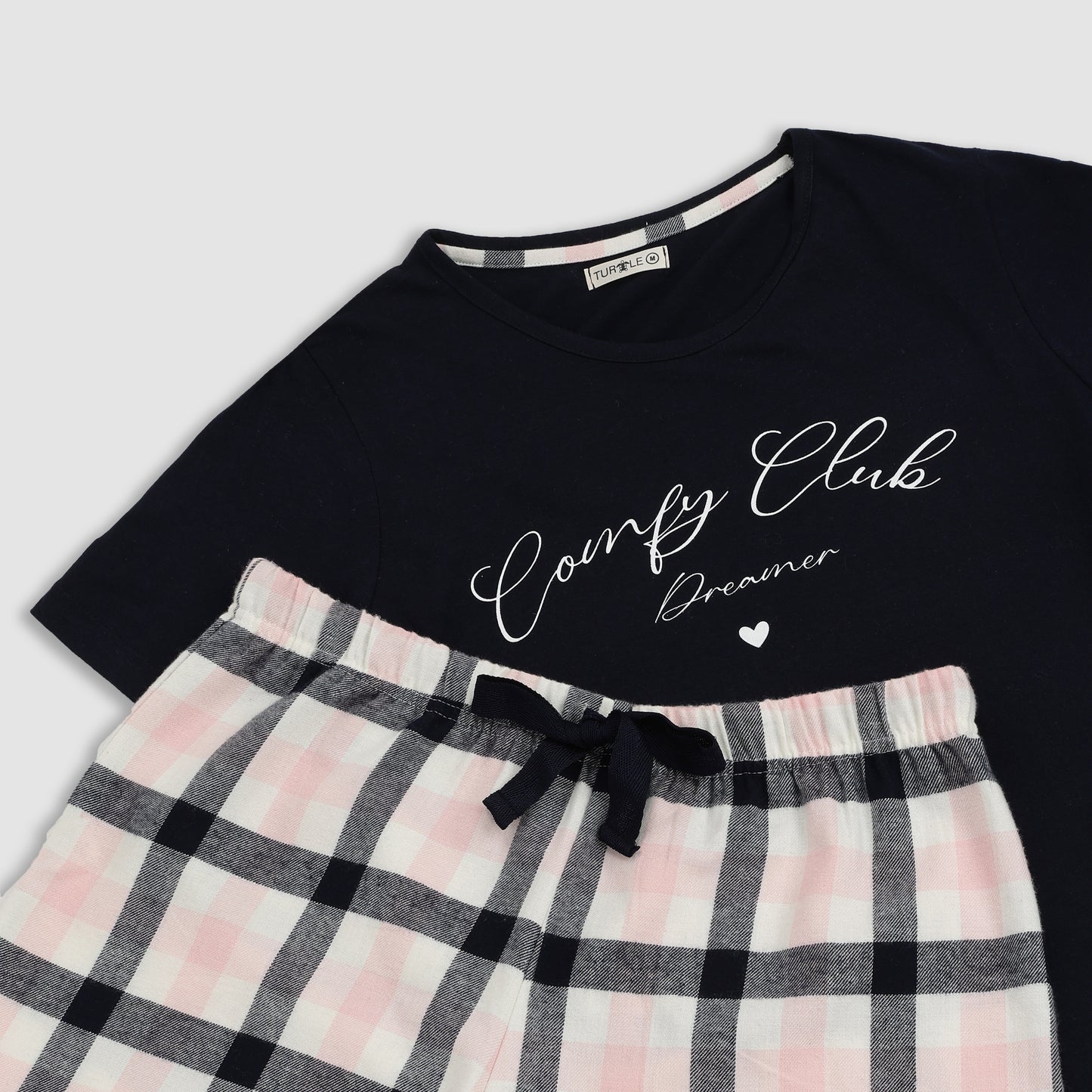Women’s Cotton Tarten Shorts Set Navy