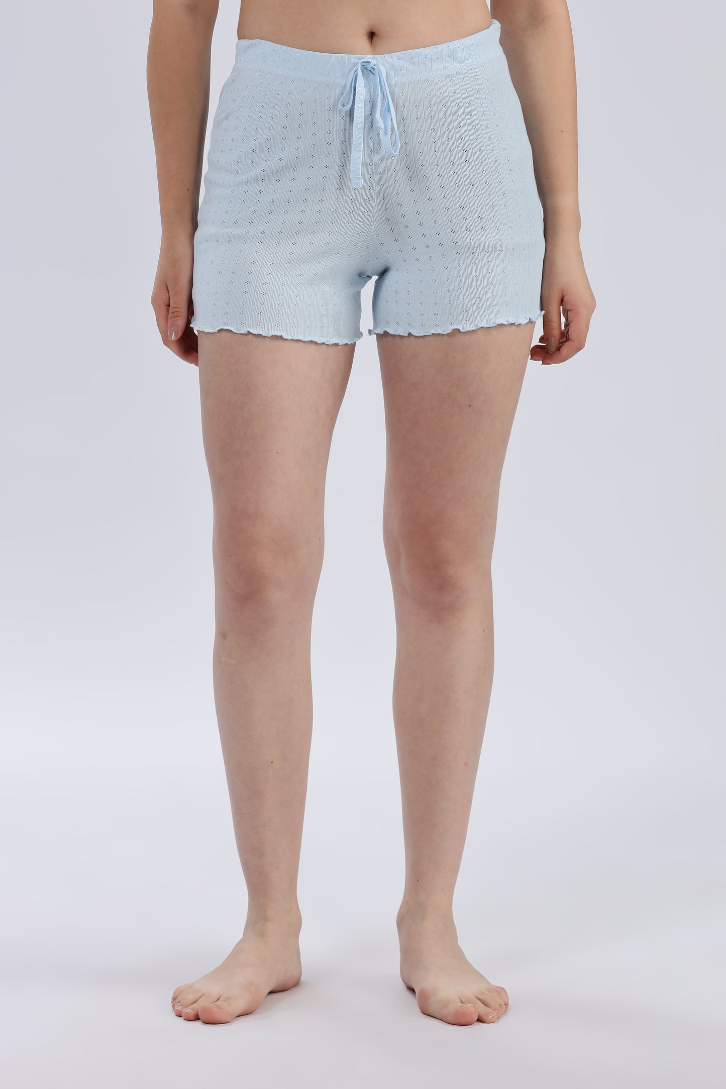 Women’s Pointelle Loungewear Short Set Blue