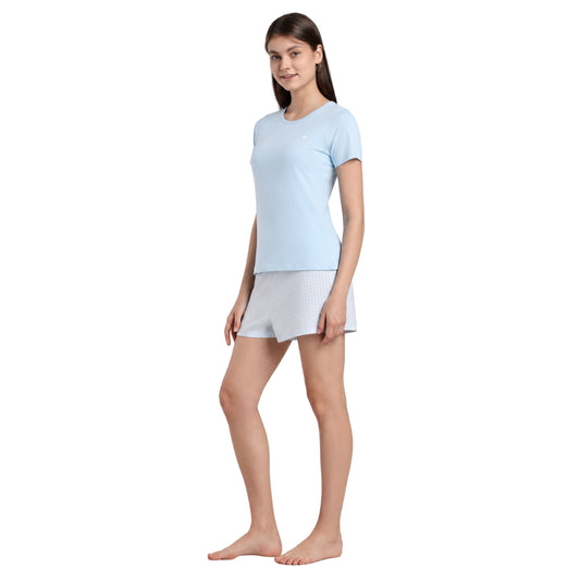 Women’s Gingham Shorts Set Blue