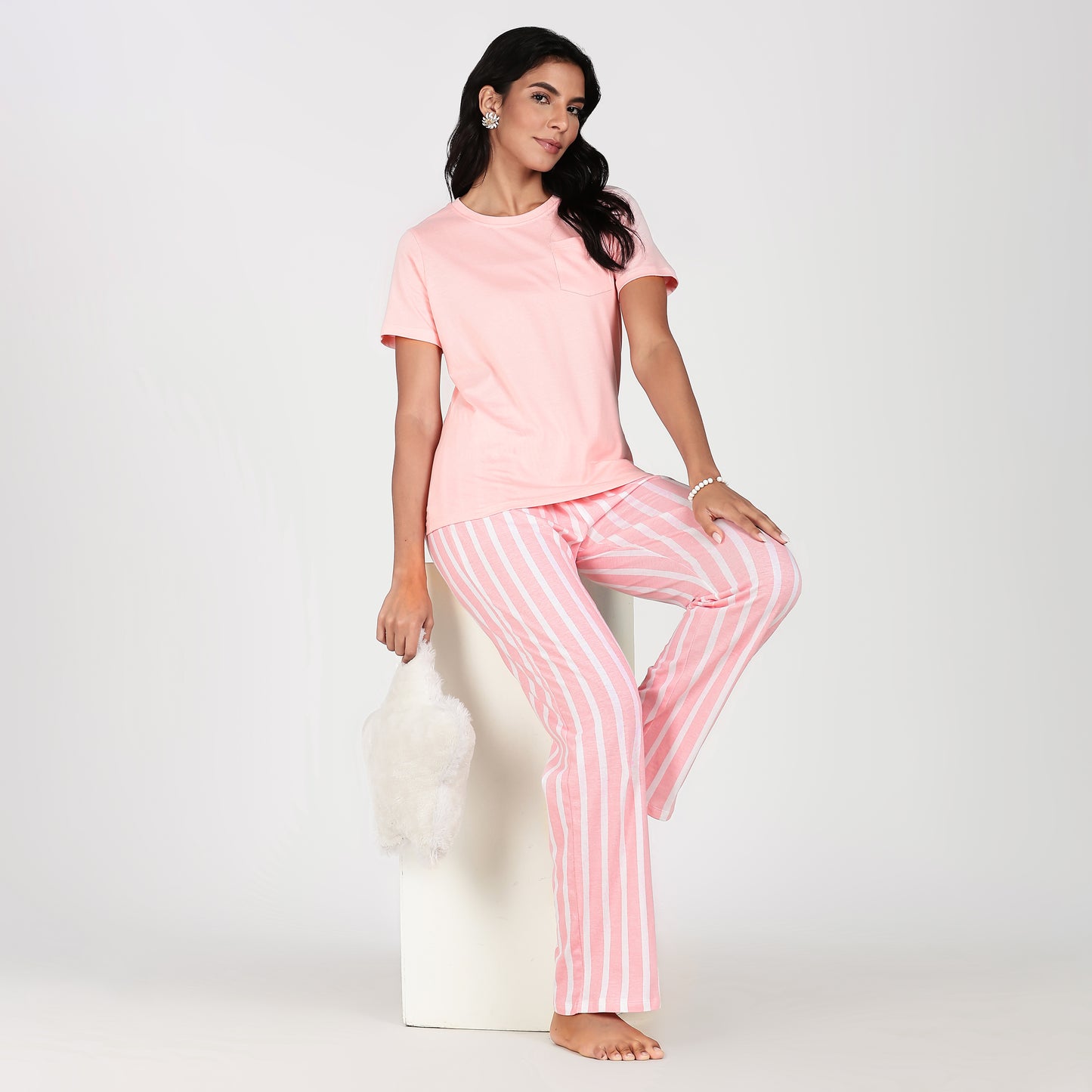 Turtle Women’s Pyjama Set Women’s Nightwear Peachy Pink Stripe