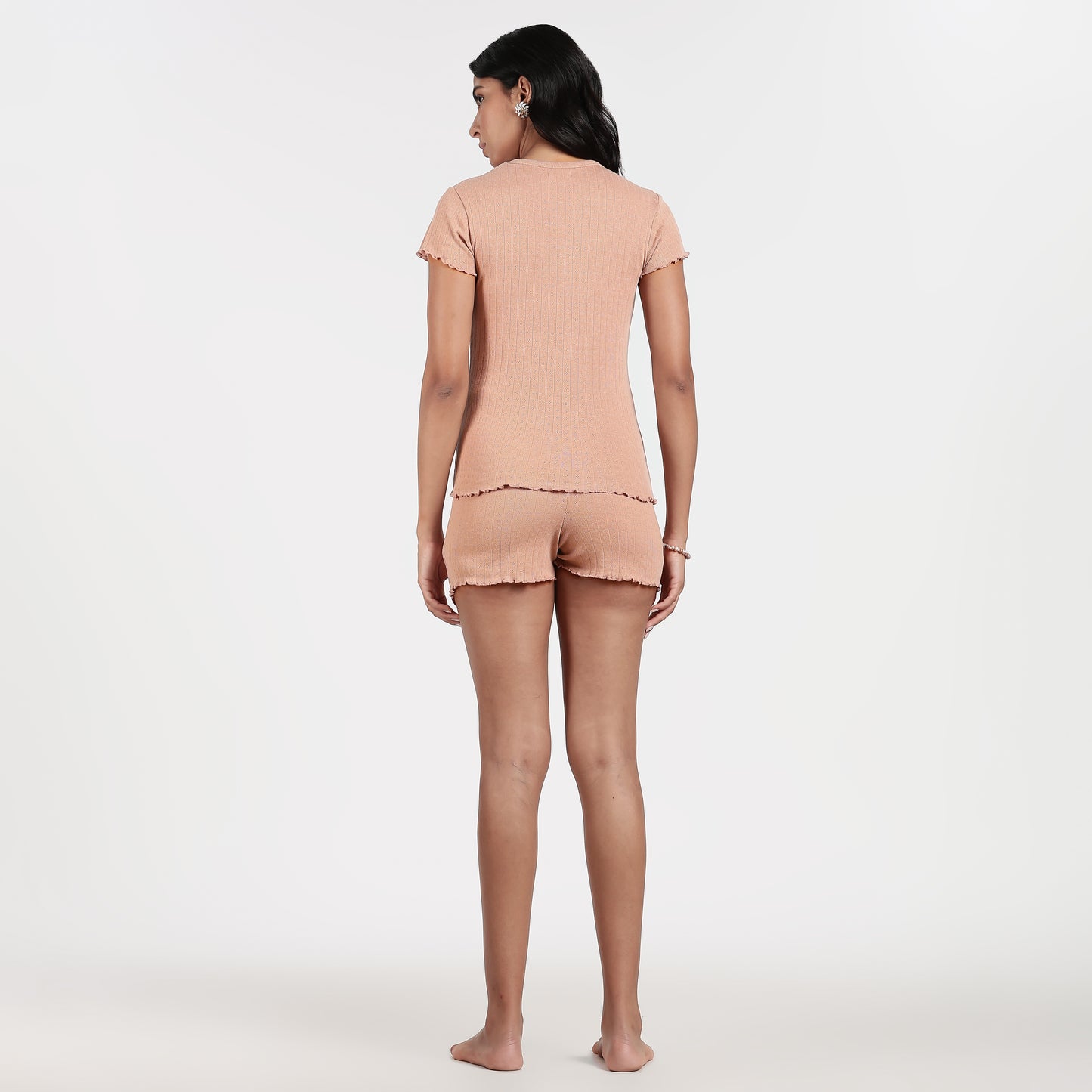 Women’s Pointelle Loungewear Short Set Stone