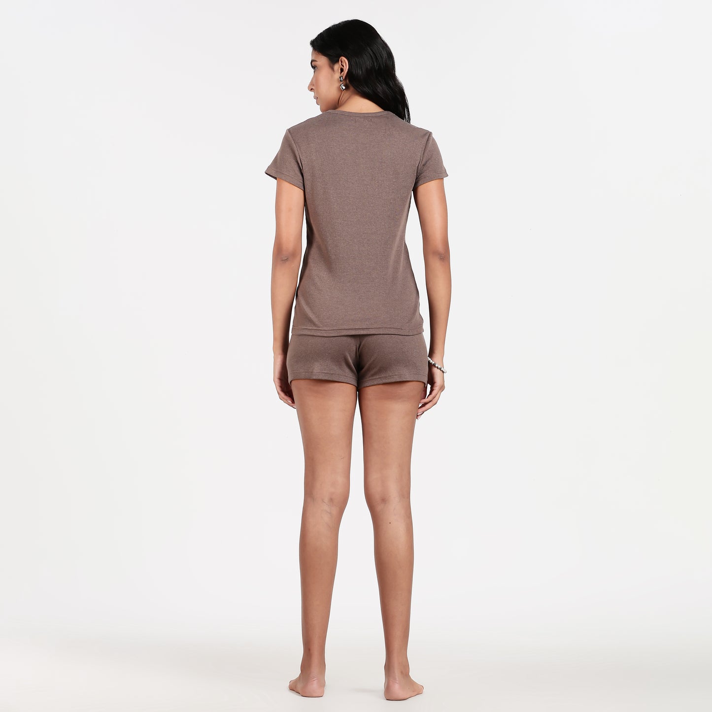 Women’s Ribbed Short Set Brown