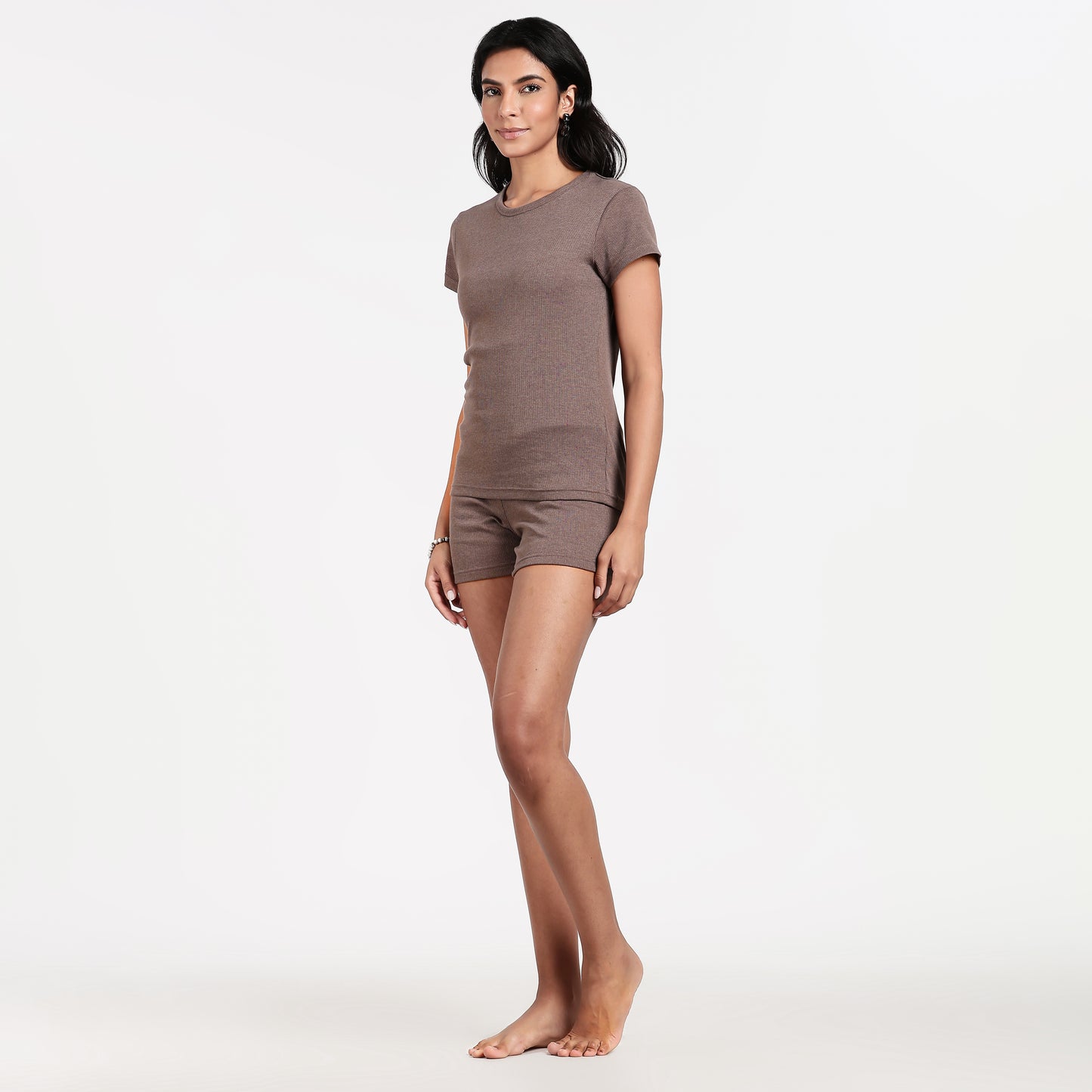 Women’s Ribbed Short Set Brown