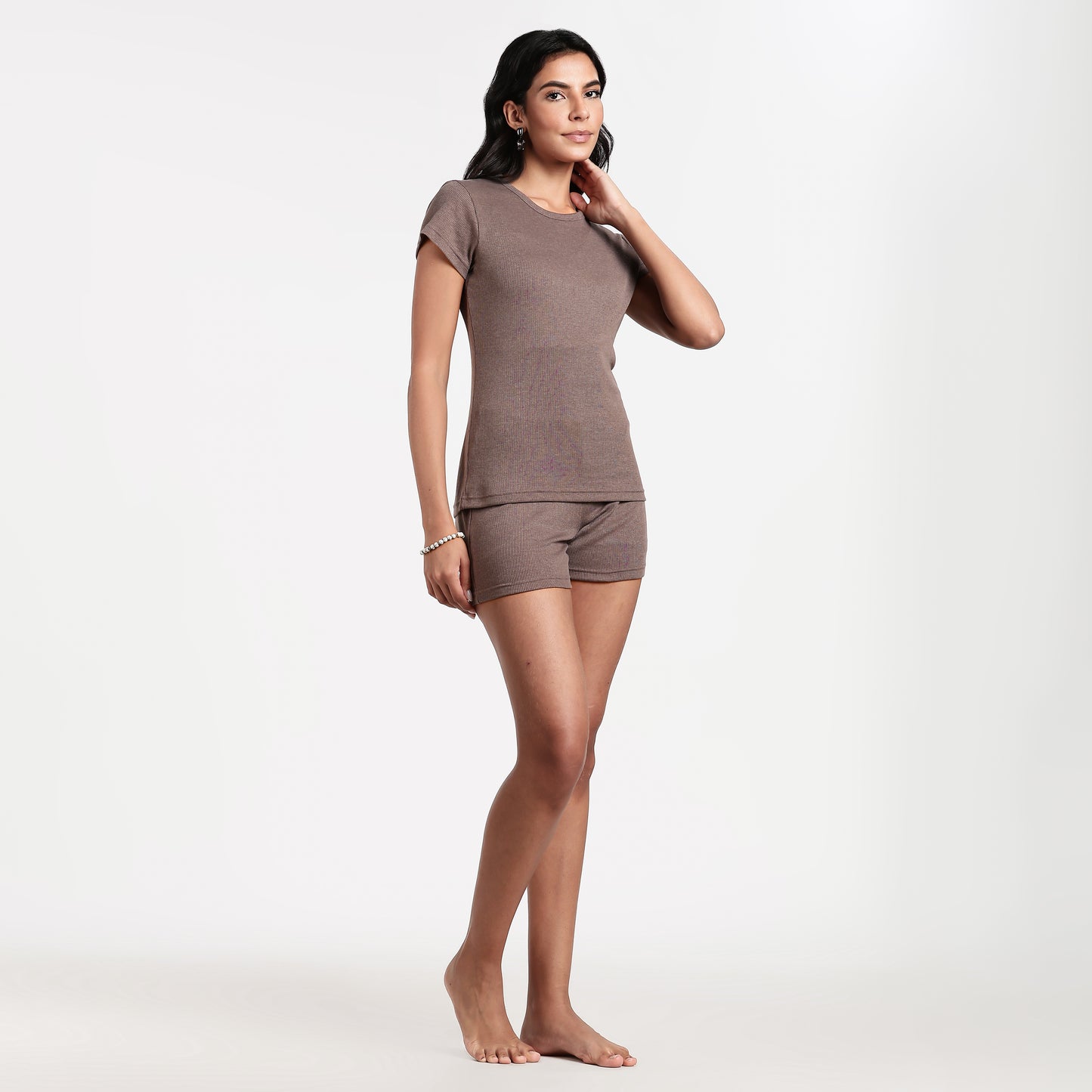 Women’s Ribbed Short Set Brown