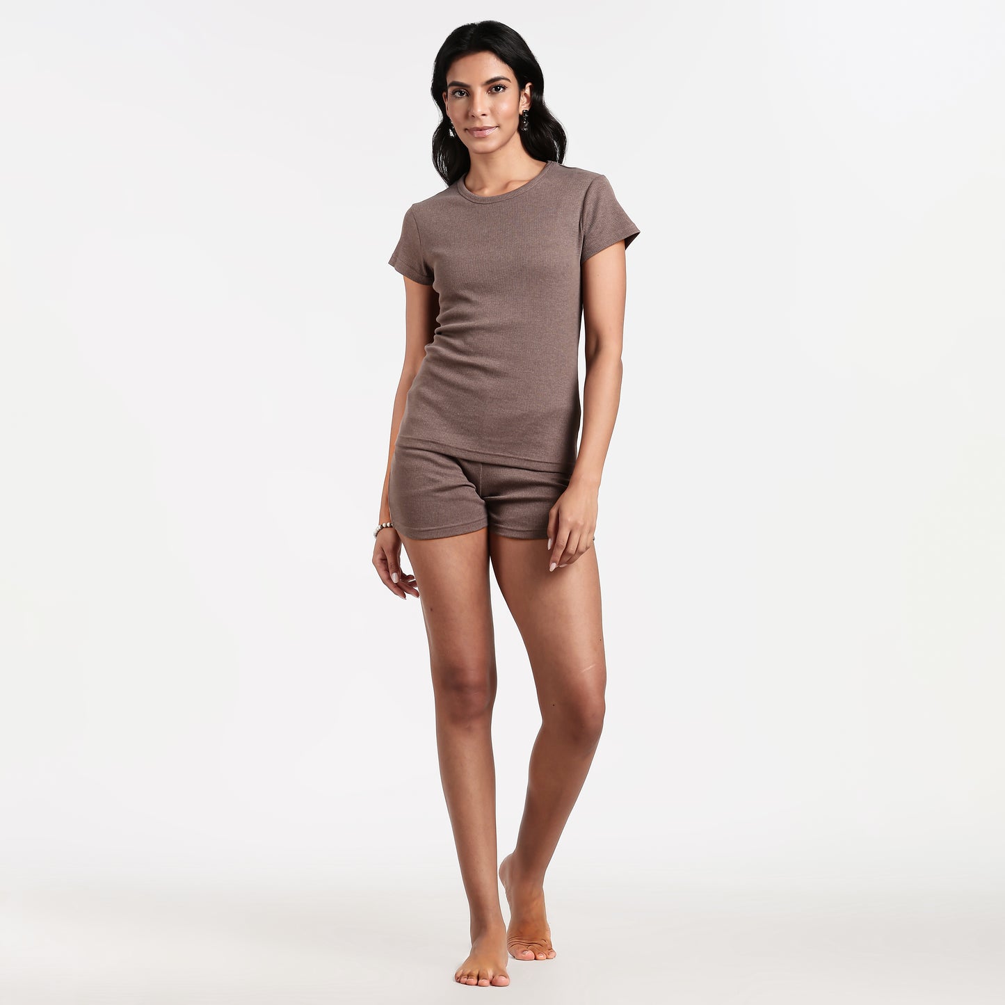 Women’s Ribbed Short Set Brown