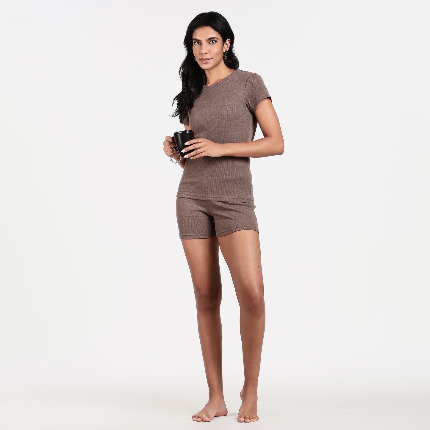 Women’s Ribbed Short Set Brown