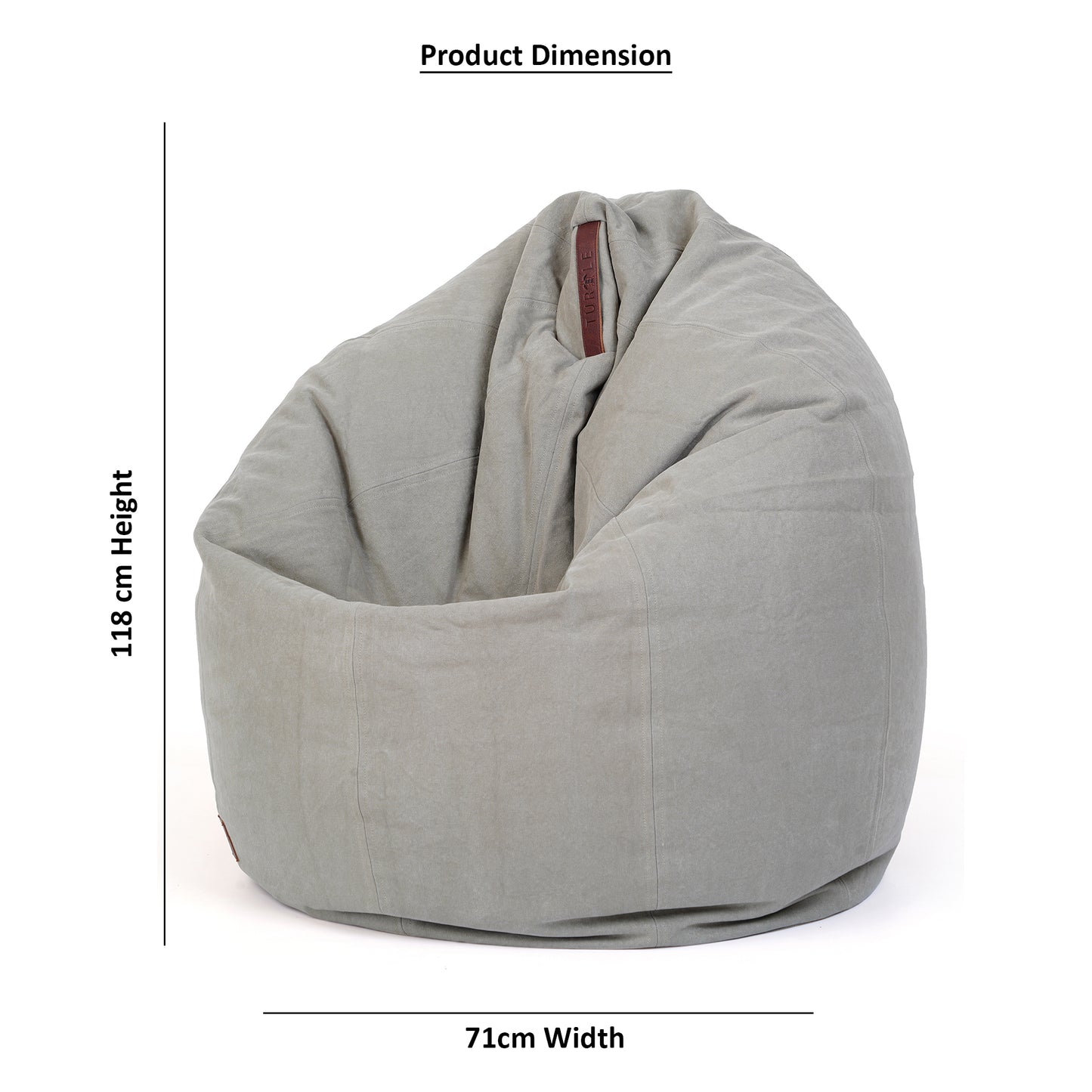 Turtle Bean Bags 100% Cotton Canvas Cover for Adults & Kids - Grey