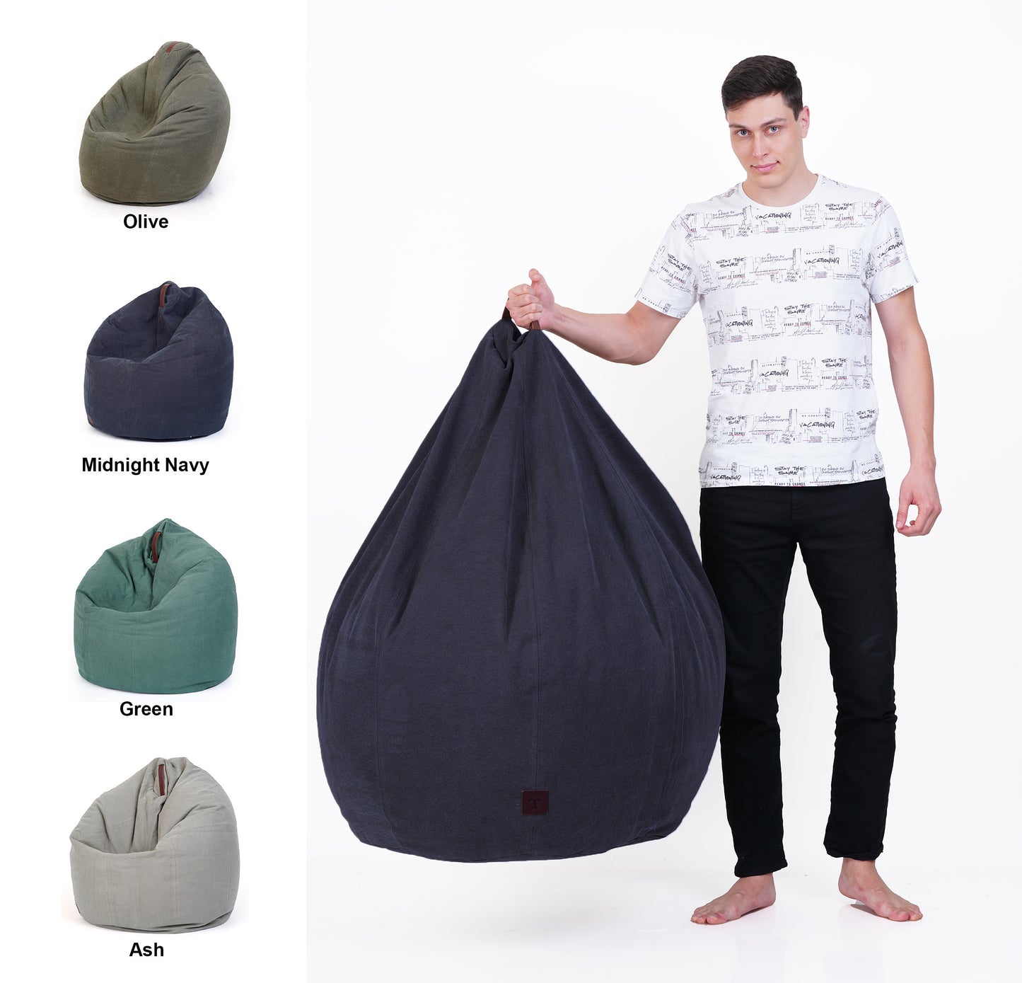 Turtle Bean Bags 100% Cotton Canvas Cover for Adults & Kids - Blue