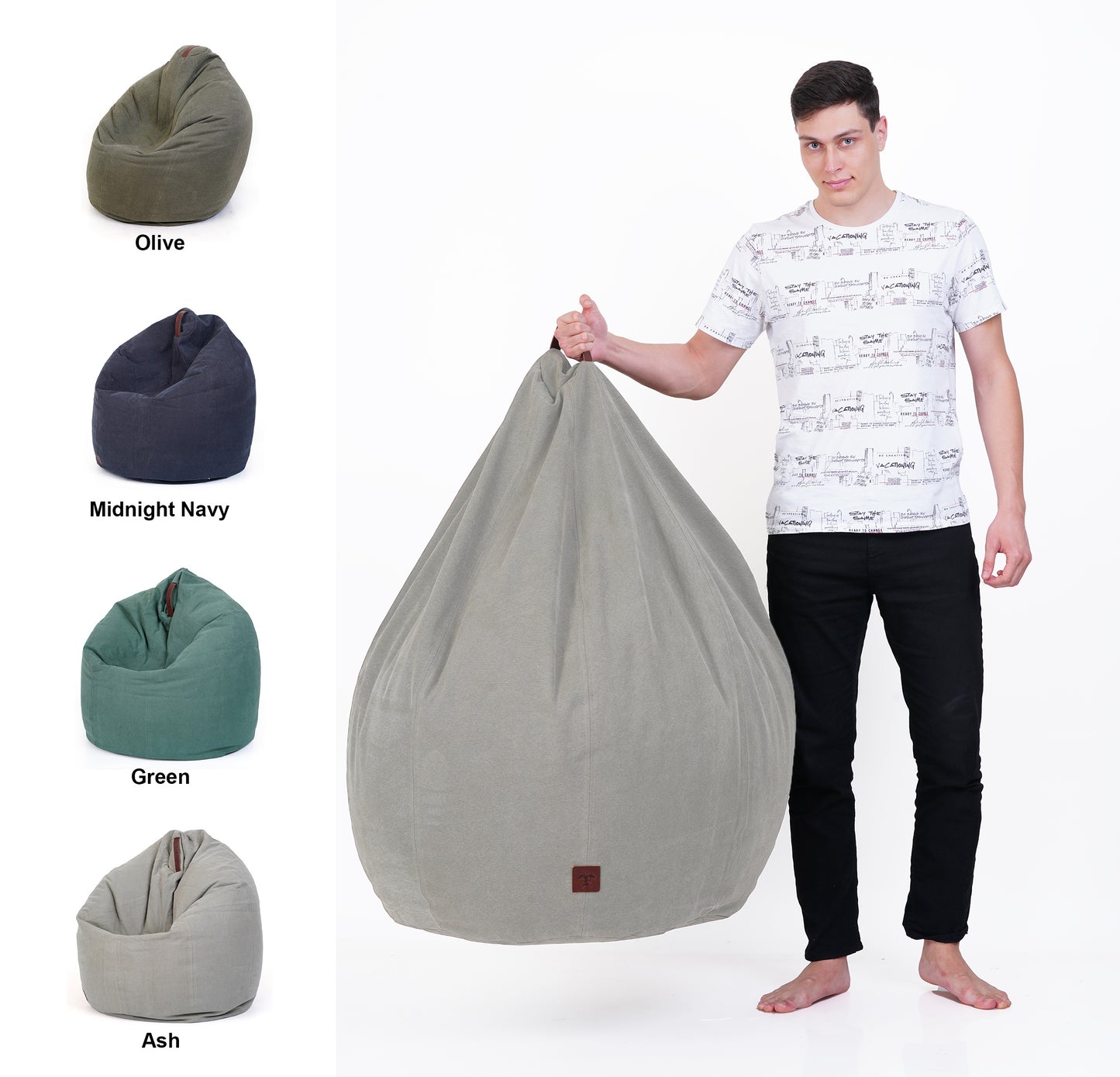Turtle Bean Bags 100% Cotton Canvas Cover for Adults & Kids - Grey