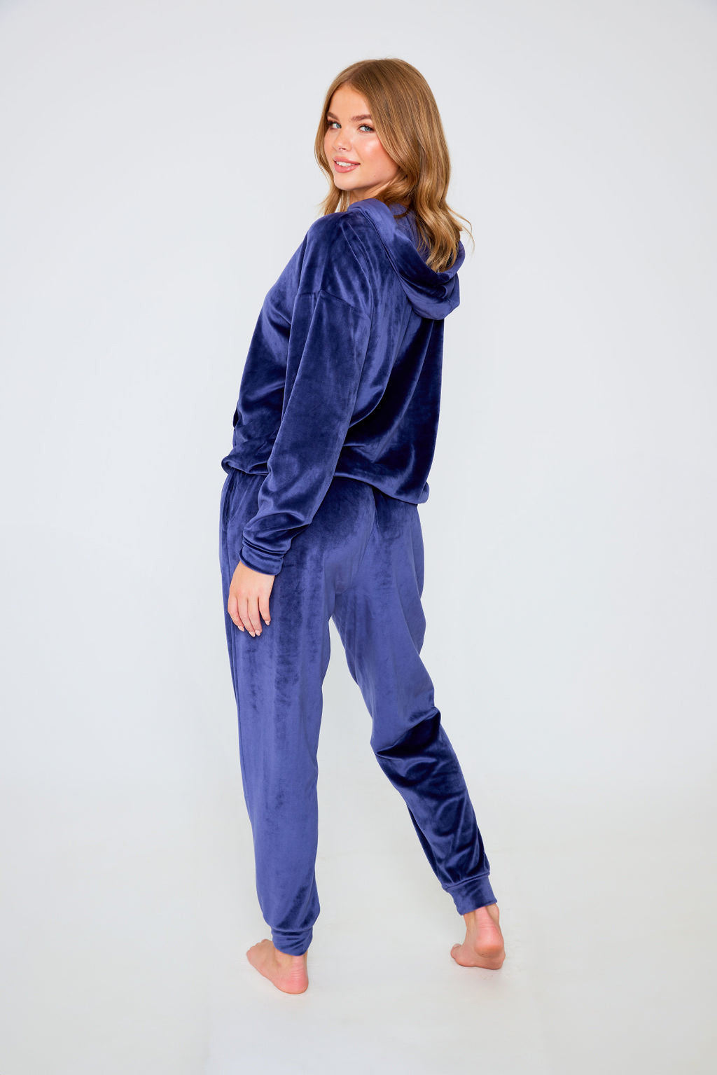 Plush Fleece Hooded Pyjamas Navy