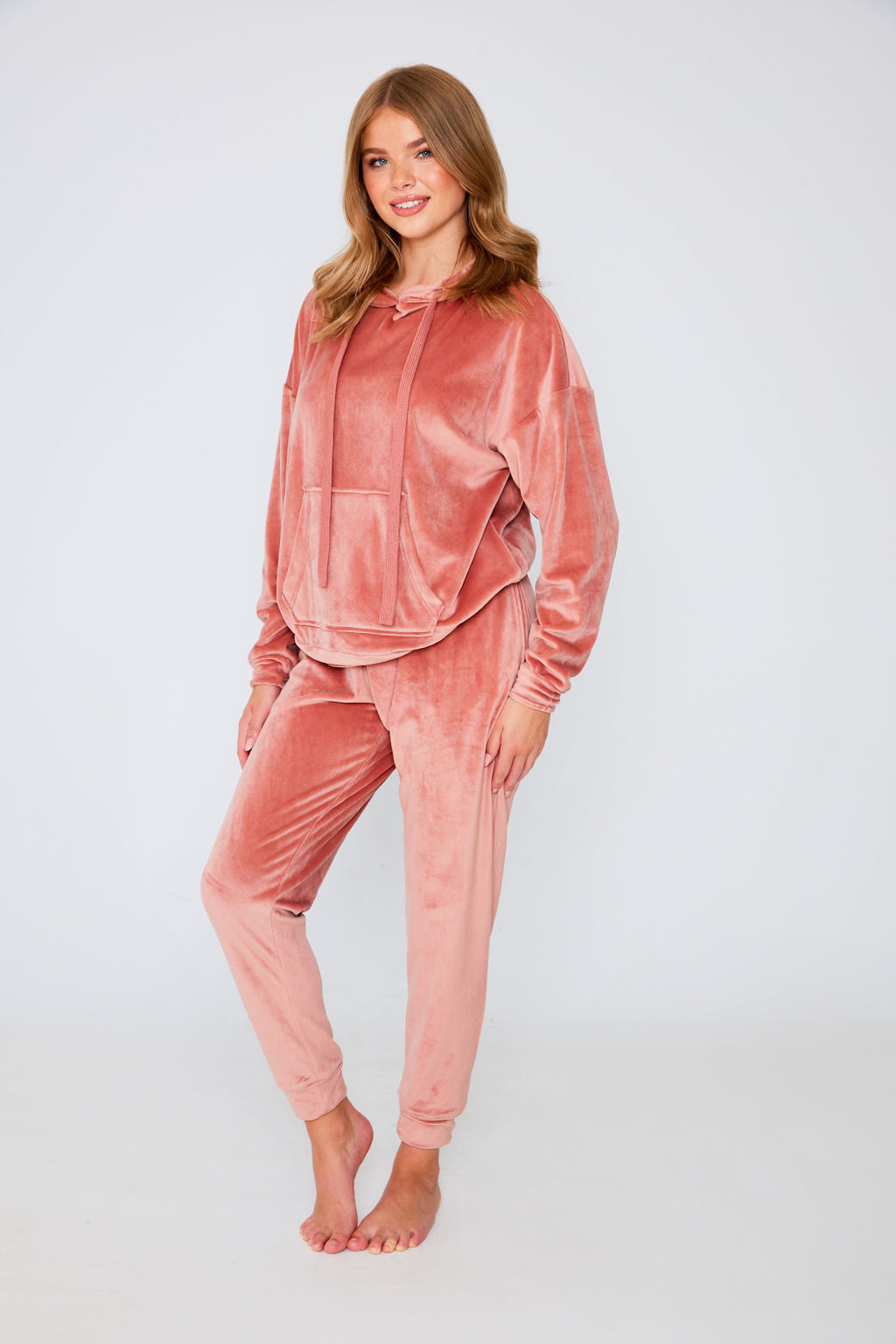 Plush Fleece Hooded Pyjamas Pink