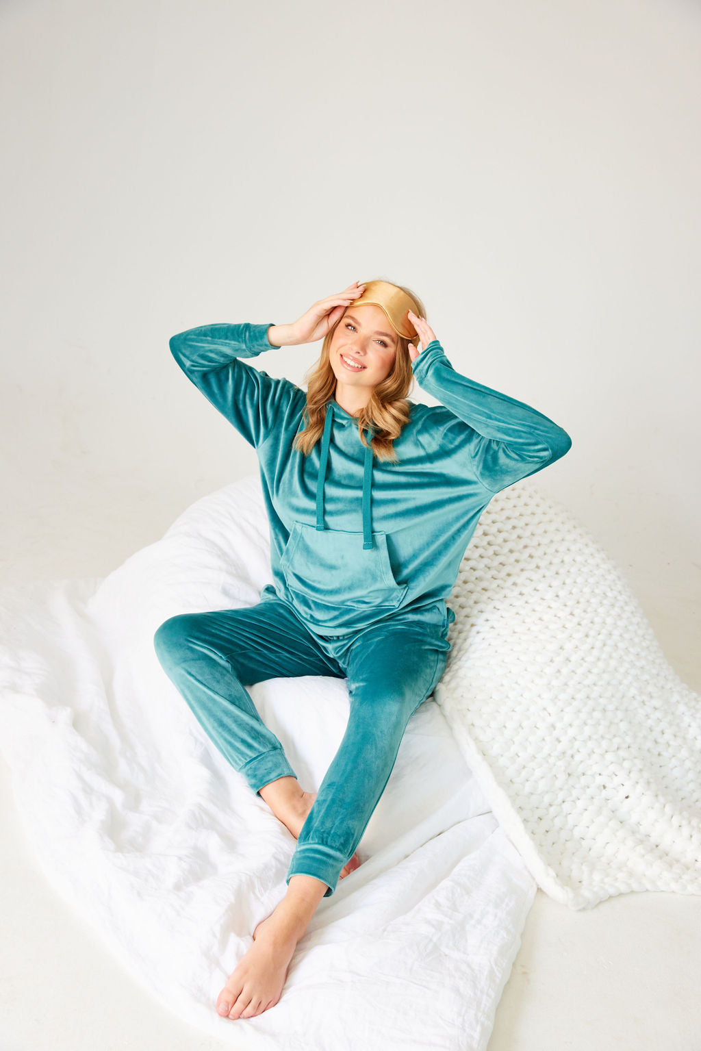 Plush Fleece Hooded Pyjamas Green