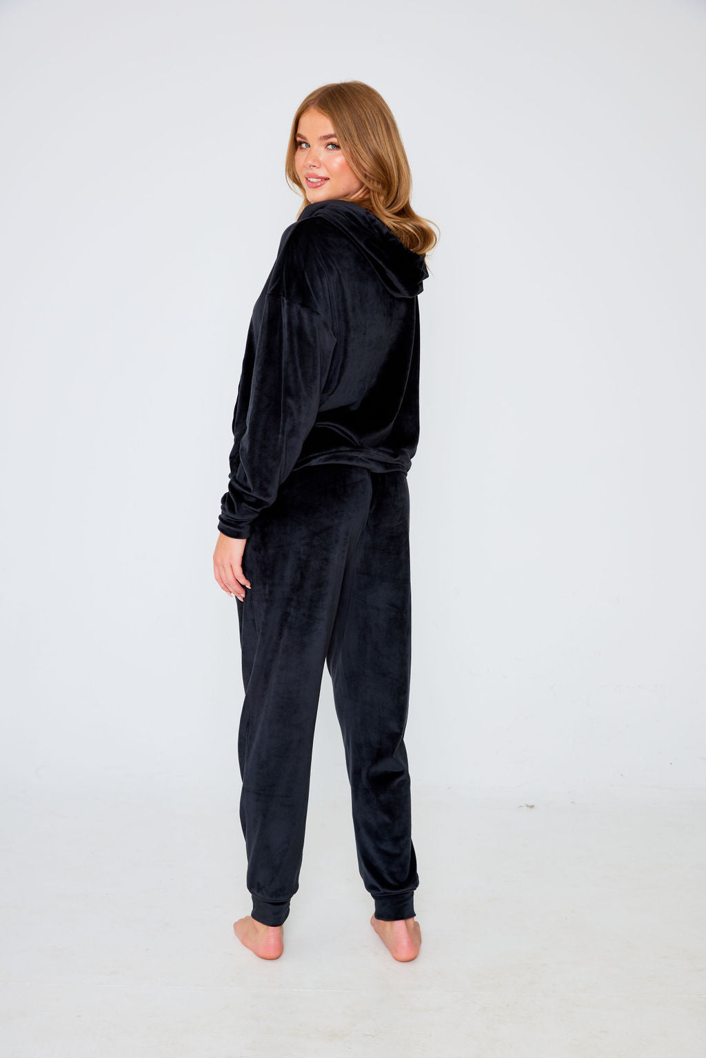 Plush Fleece Hooded Pyjamas Black