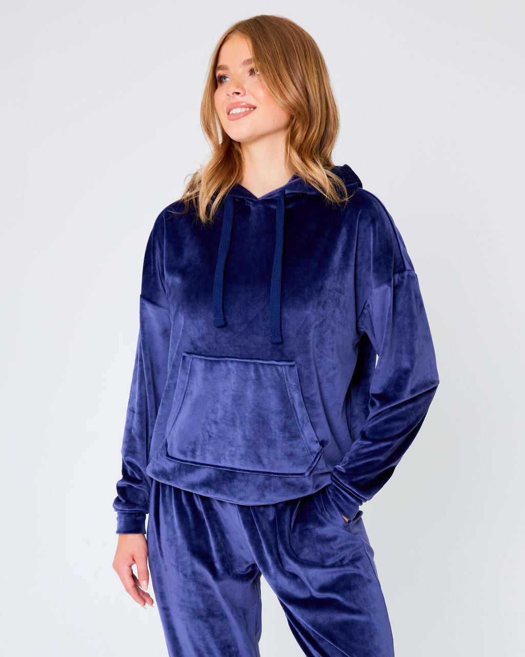 Plush Fleece Hooded Pyjamas Navy