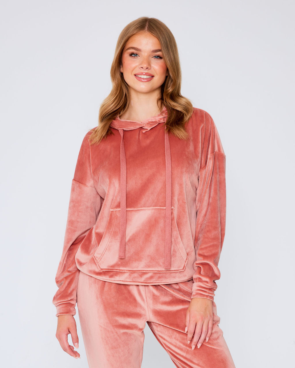 Plush Fleece Hooded Pyjamas Pink