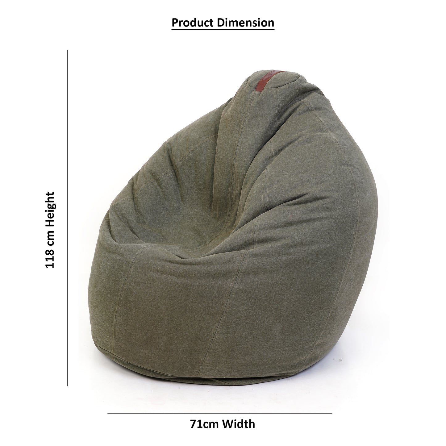 Turtle Bean Bags 100% Cotton Canvas Cover for Adults & Kids - Olive