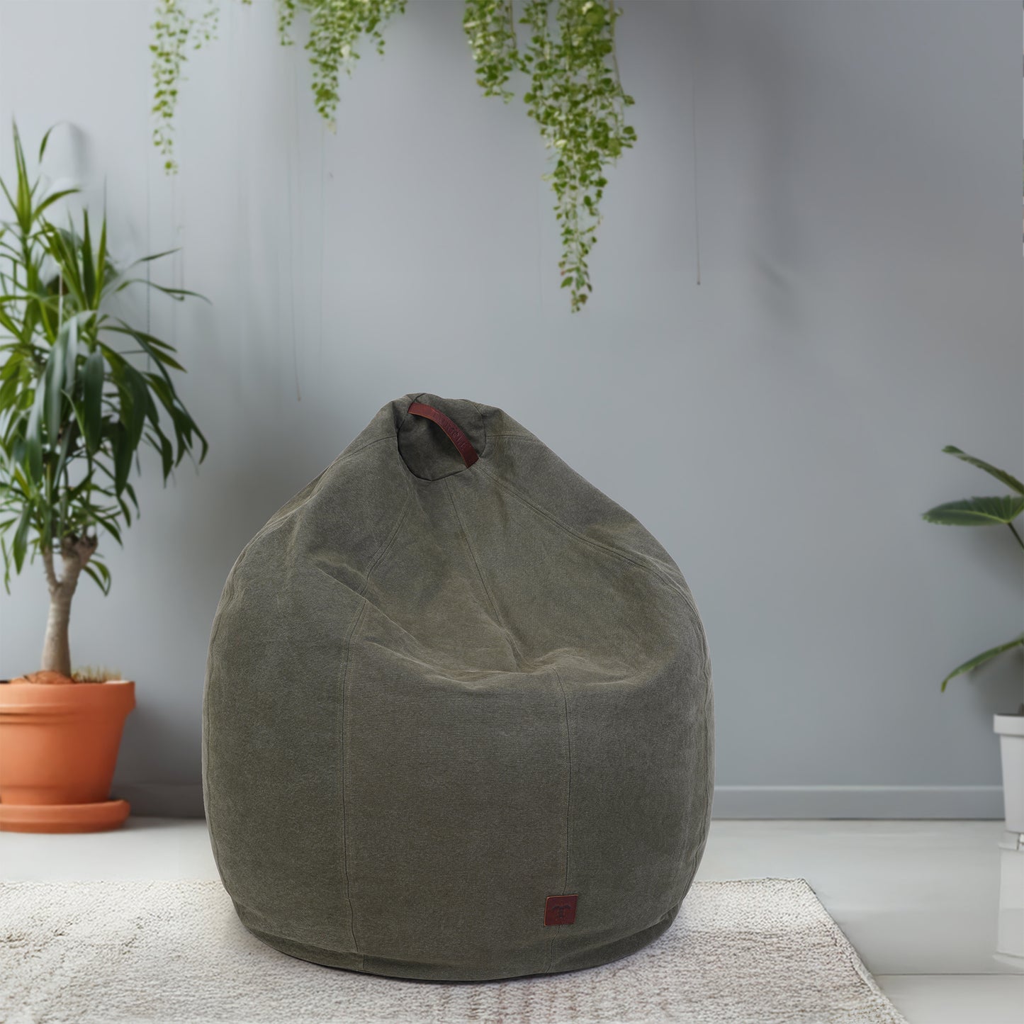 Turtle Bean Bags 100% Cotton Canvas Cover for Adults & Kids - Olive
