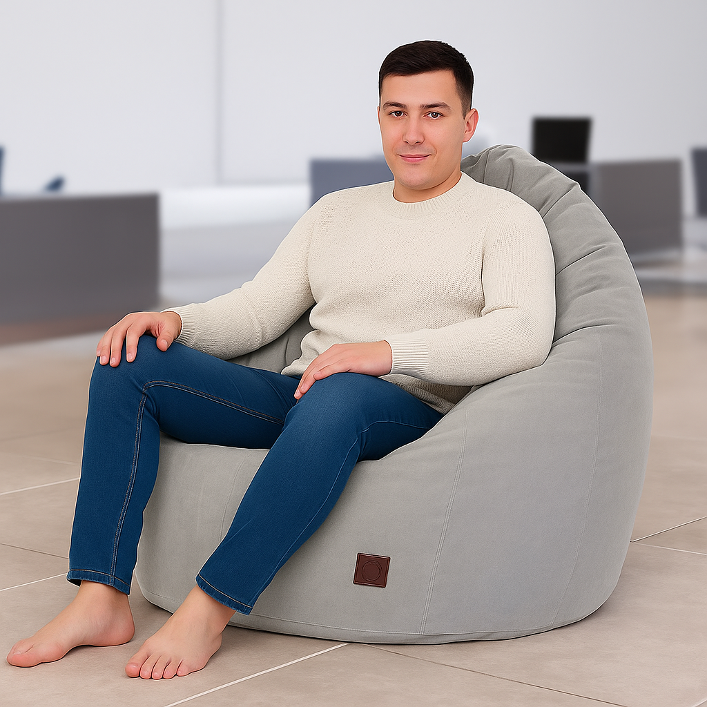 Turtle Bean Bags 100% Cotton Canvas Cover for Adults & Kids - Grey