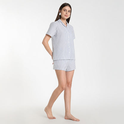 Women’s Revere Shorts Set Blue Stripe