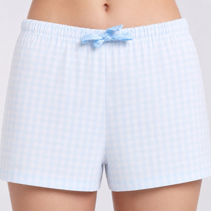 Women’s Gingham Shorts Set Blue