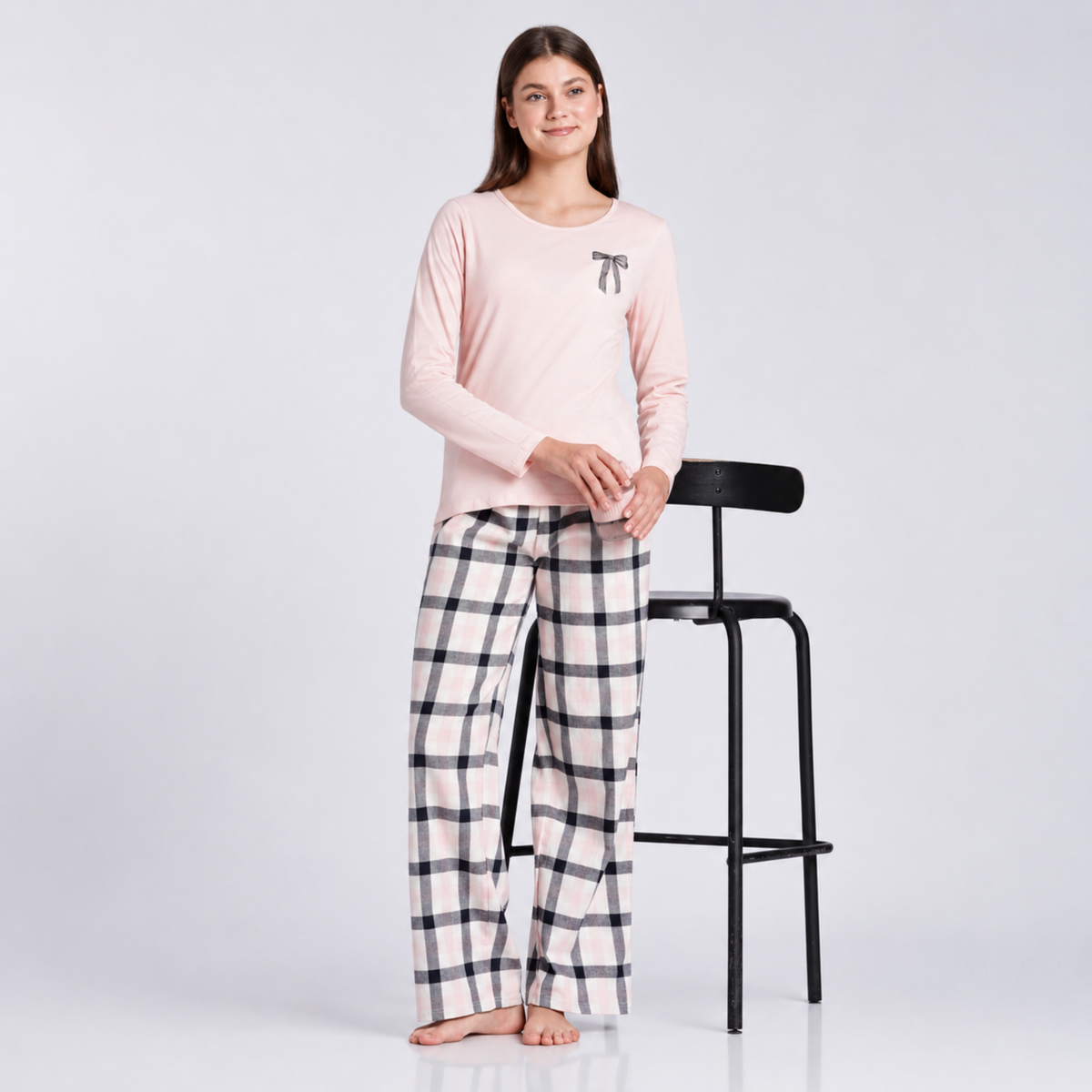 Women’s Tartan Pyjama Set Pink