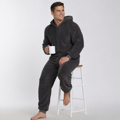Men's Sherpa Fleece Onesie Charcoal