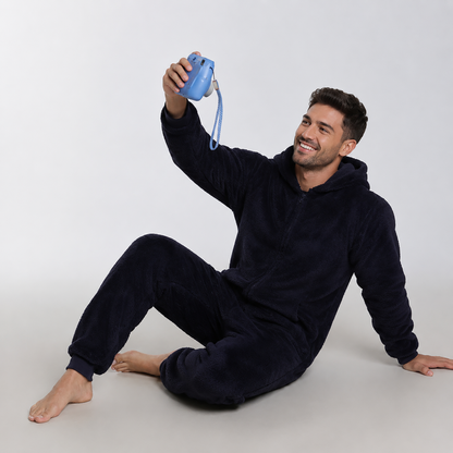 Men's Sherpa Fleece Onesie Navy