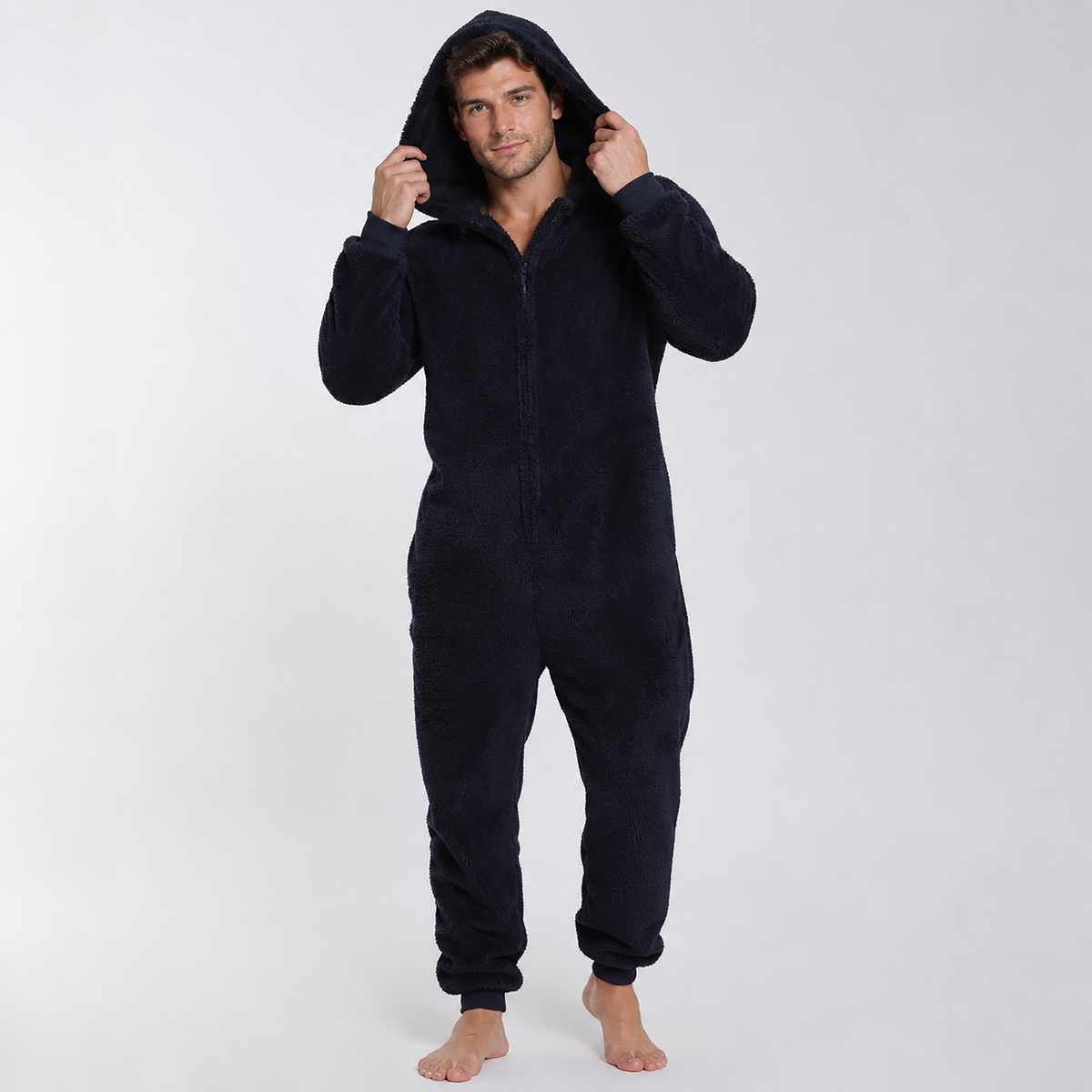 Men's Sherpa Fleece Onesie Navy