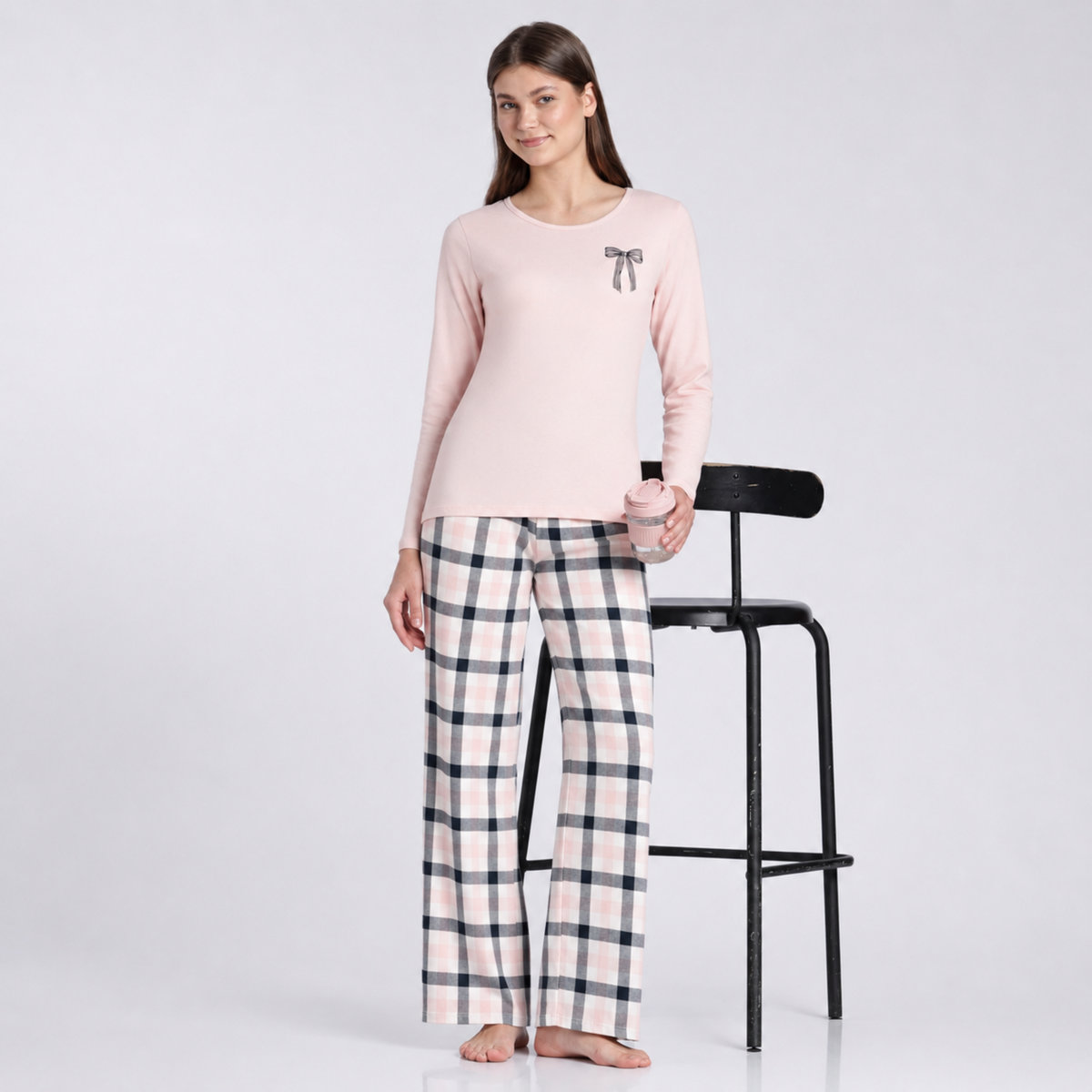 Women’s Tartan Pyjama Set Pink