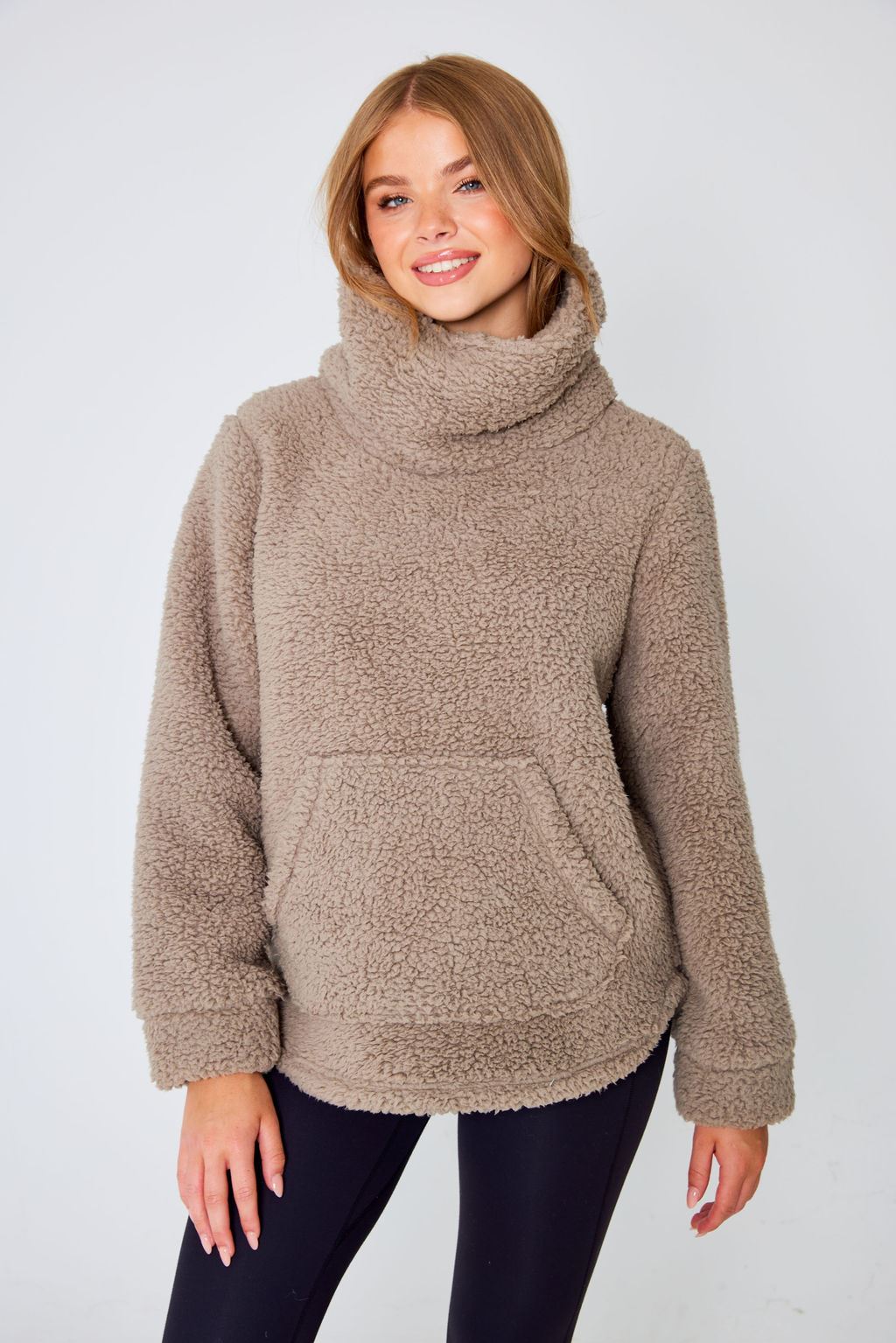 Fleece Cowl Neck Jumper Khaki