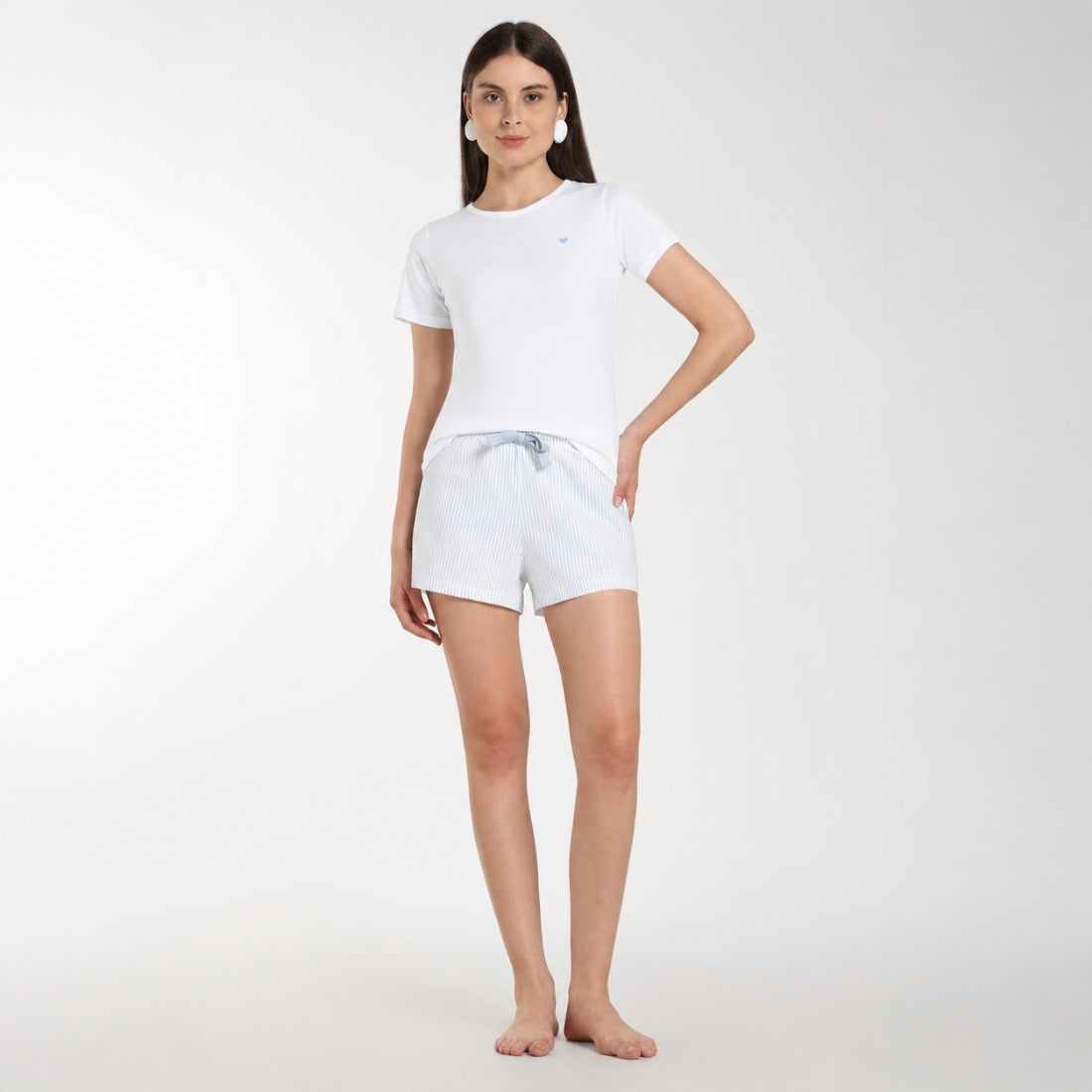 Women’s Gingham Shorts Set White