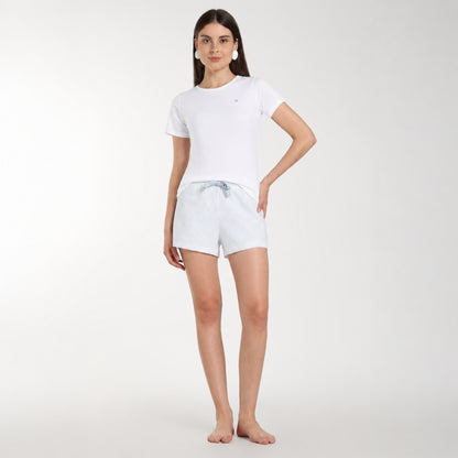 Women’s Gingham Shorts Set White