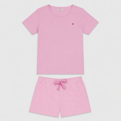 Women’s Cotton Shorts Set Pink