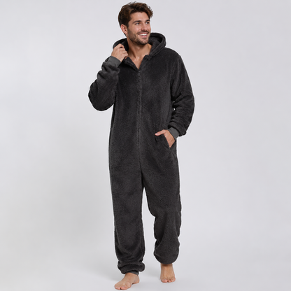 Men's Sherpa Fleece Onesie Charcoal