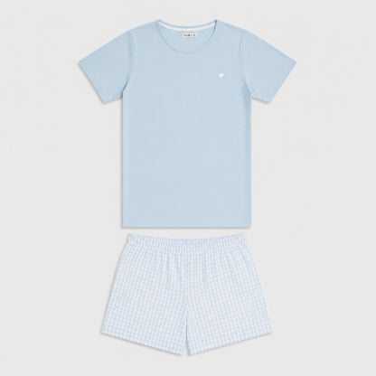 Women’s Gingham Shorts Set Blue