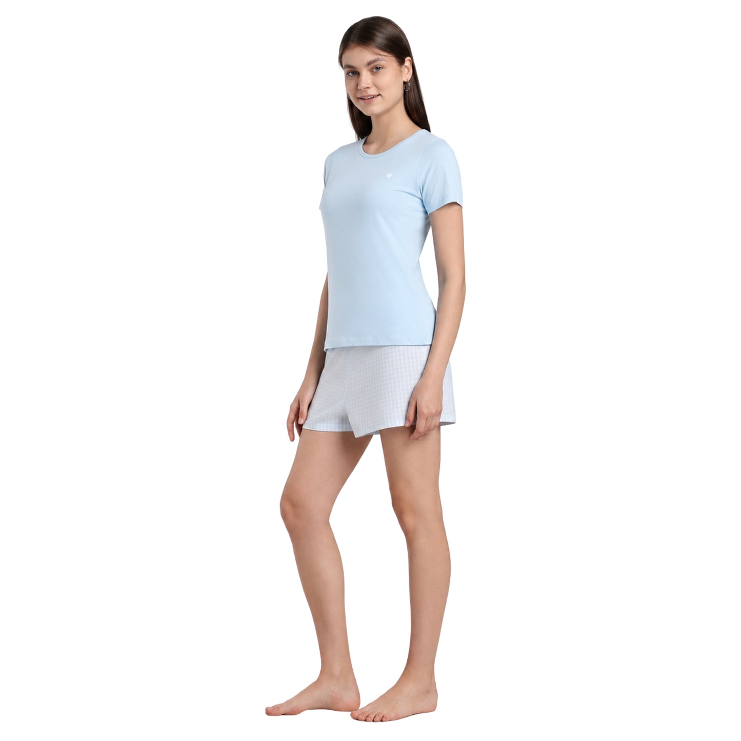 Women’s Gingham Shorts Set Blue