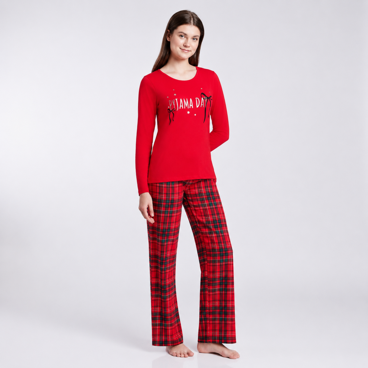Women’s Red Tartan Pyjama Set