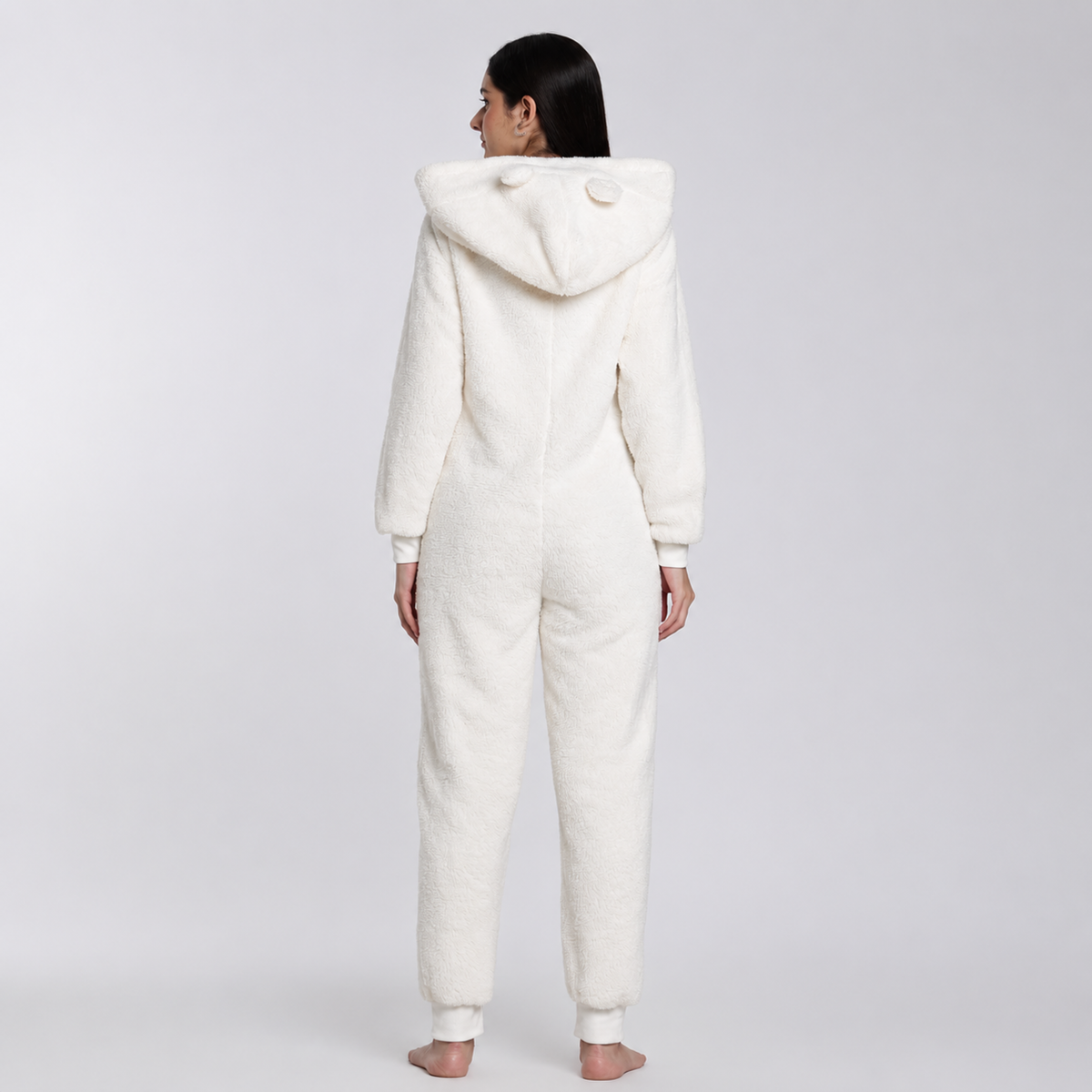 Women's Sherpa Fleece Onesie Cream