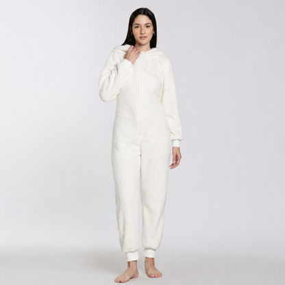 Women's Sherpa Fleece Onesie Cream