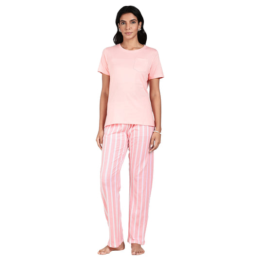 Turtle Women’s Pyjama Set Women’s Nightwear Peachy Pink Stripe