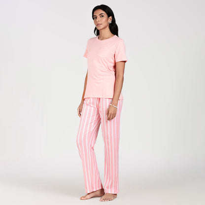 Turtle Women’s Pyjama Set Women’s Nightwear Peachy Pink Stripe