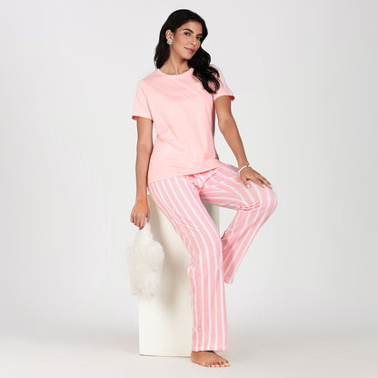 Turtle Women’s Pyjama Set Women’s Nightwear Peachy Pink Stripe