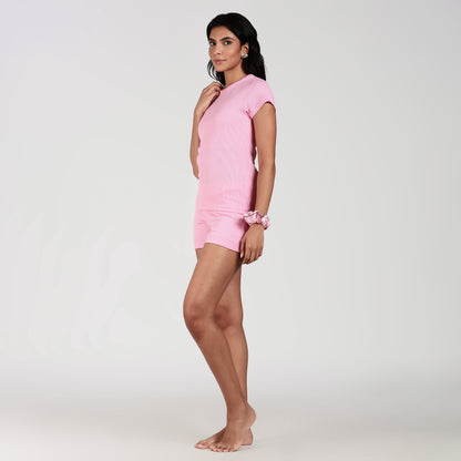 Turtle Women’s Ribbed Short Set Pink