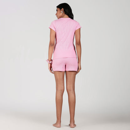 Turtle Women’s Ribbed Short Set Pink