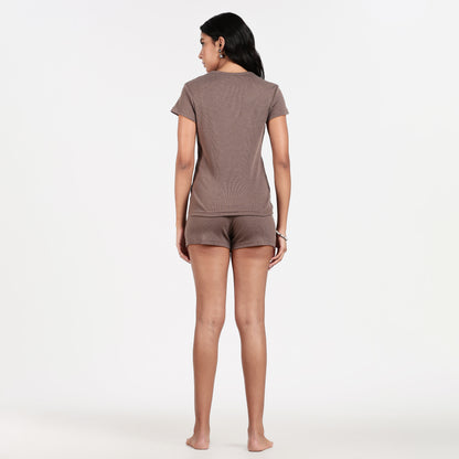 Women’s Ribbed Short Set Brown