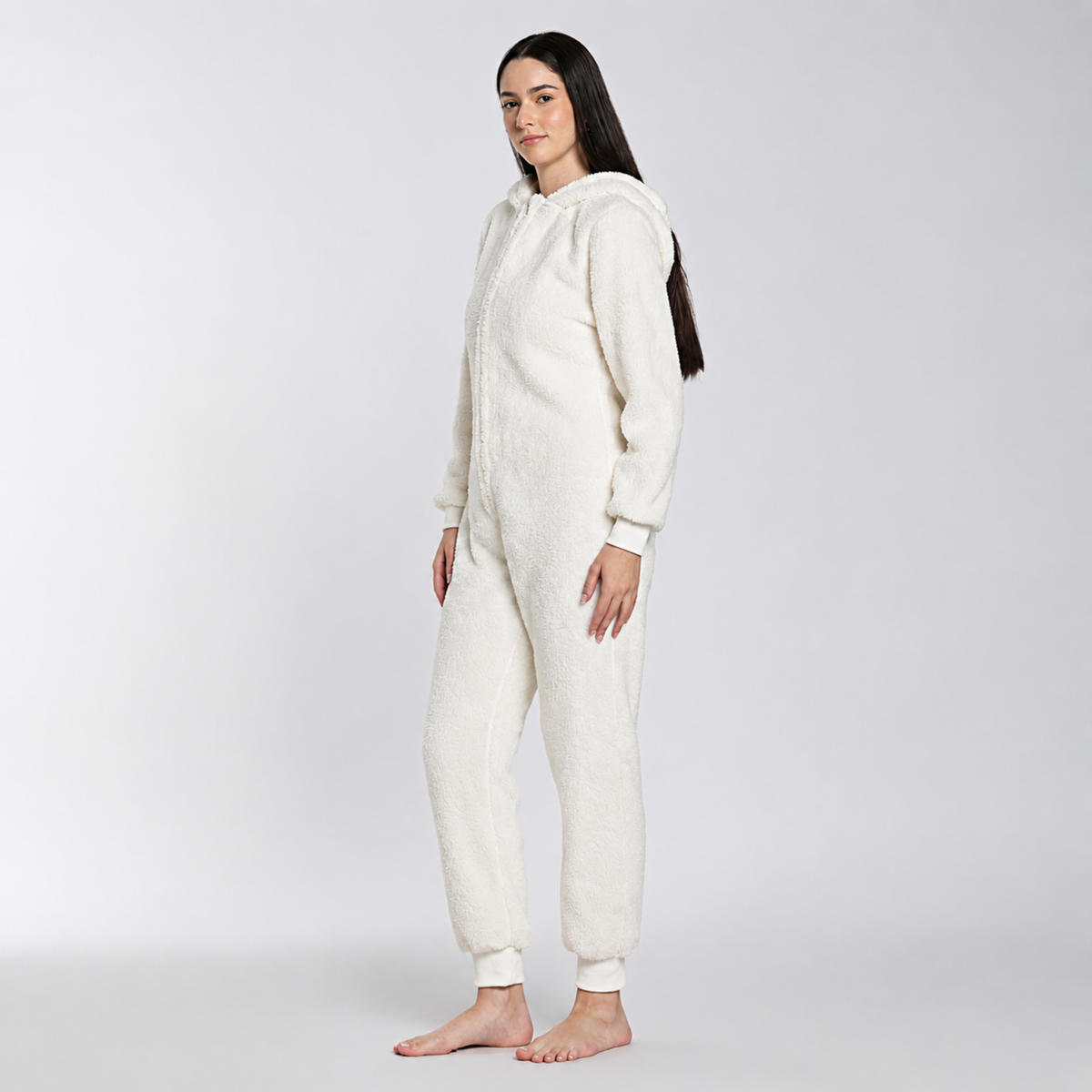 Women's Sherpa Fleece Onesie Cream