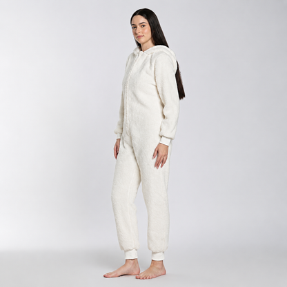 Women's Sherpa Fleece Onesie Cream
