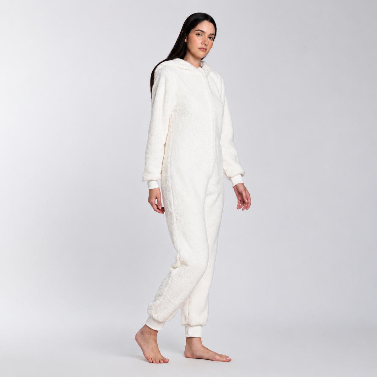Women's Sherpa Fleece Onesie Cream