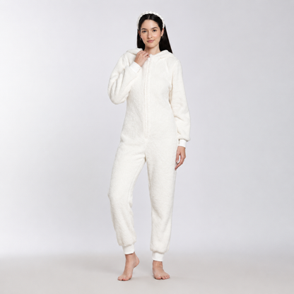 Women's Sherpa Fleece Onesie Cream